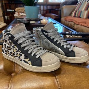 P448 cheetah high top sneakers